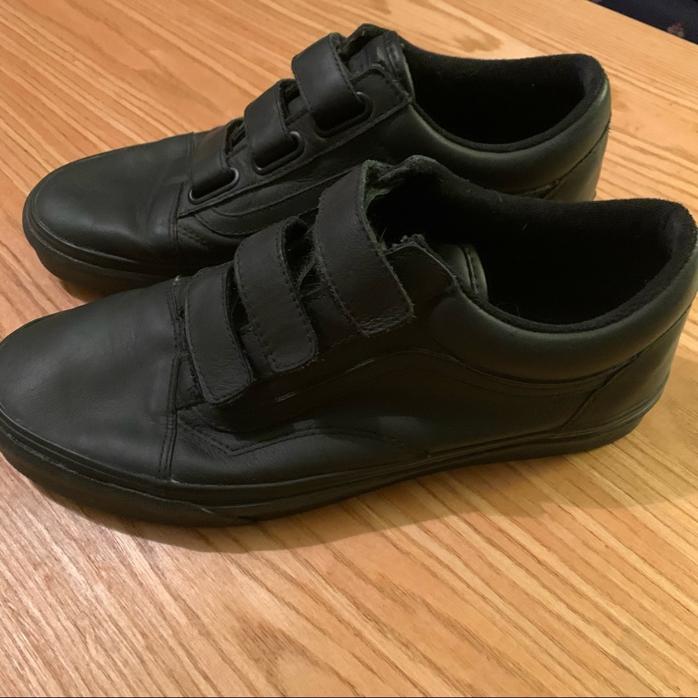 Black Leather Velcro Vans